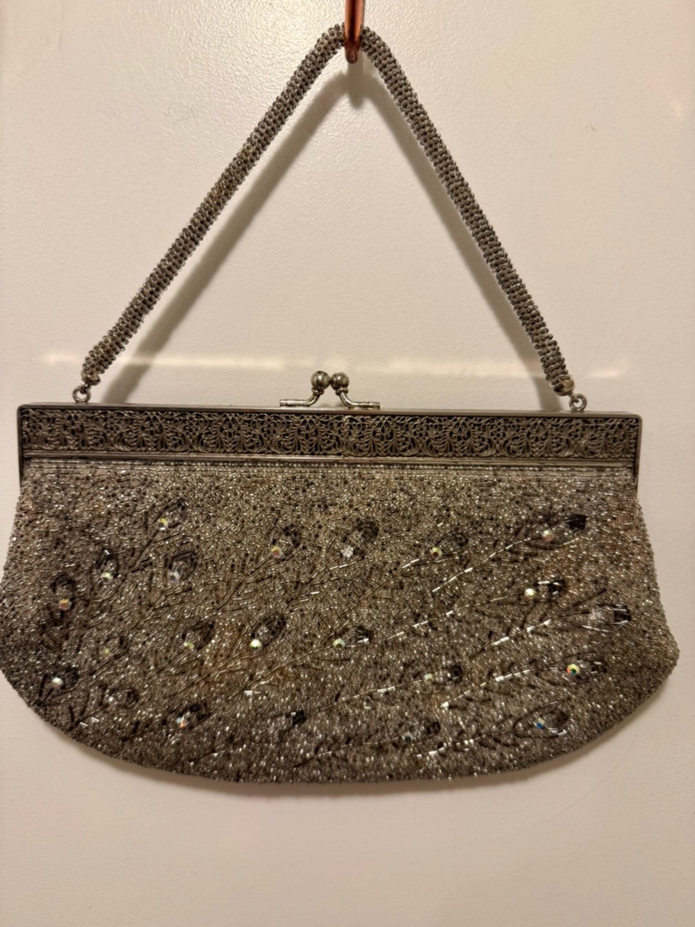 Embellished Silver Evening Clutch Handbag